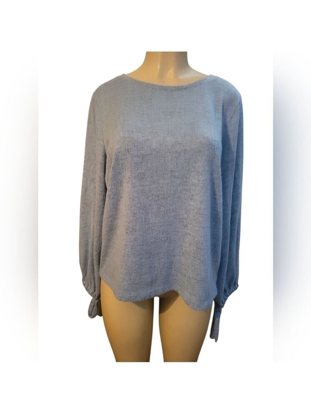 A.N.A Light Grey Blue Long Sleeve Top Bowtie Comfy Winter Soft